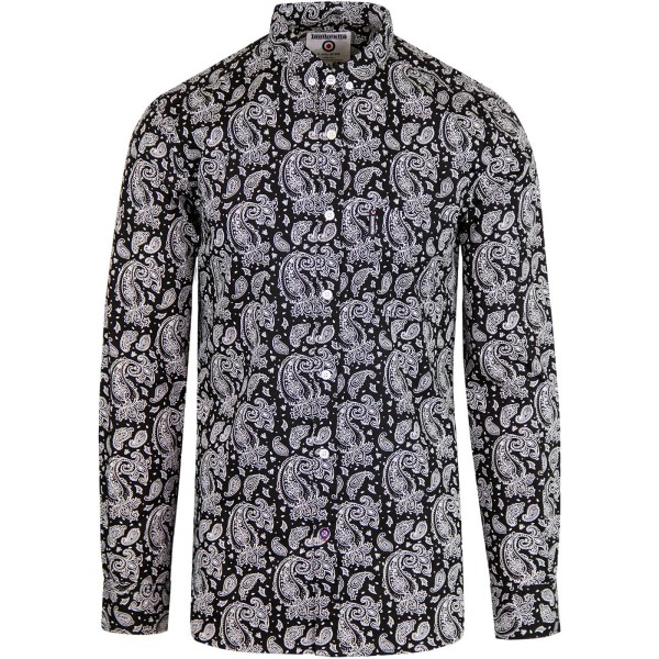 Lambretta Lambretta Paisley Long Sleeve Shirt Black
